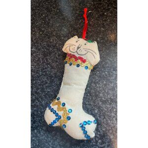 Vtg 1970's Detroit Artist Mary Ewald Pen & Ink Art Cat Christmas Ornament Cat